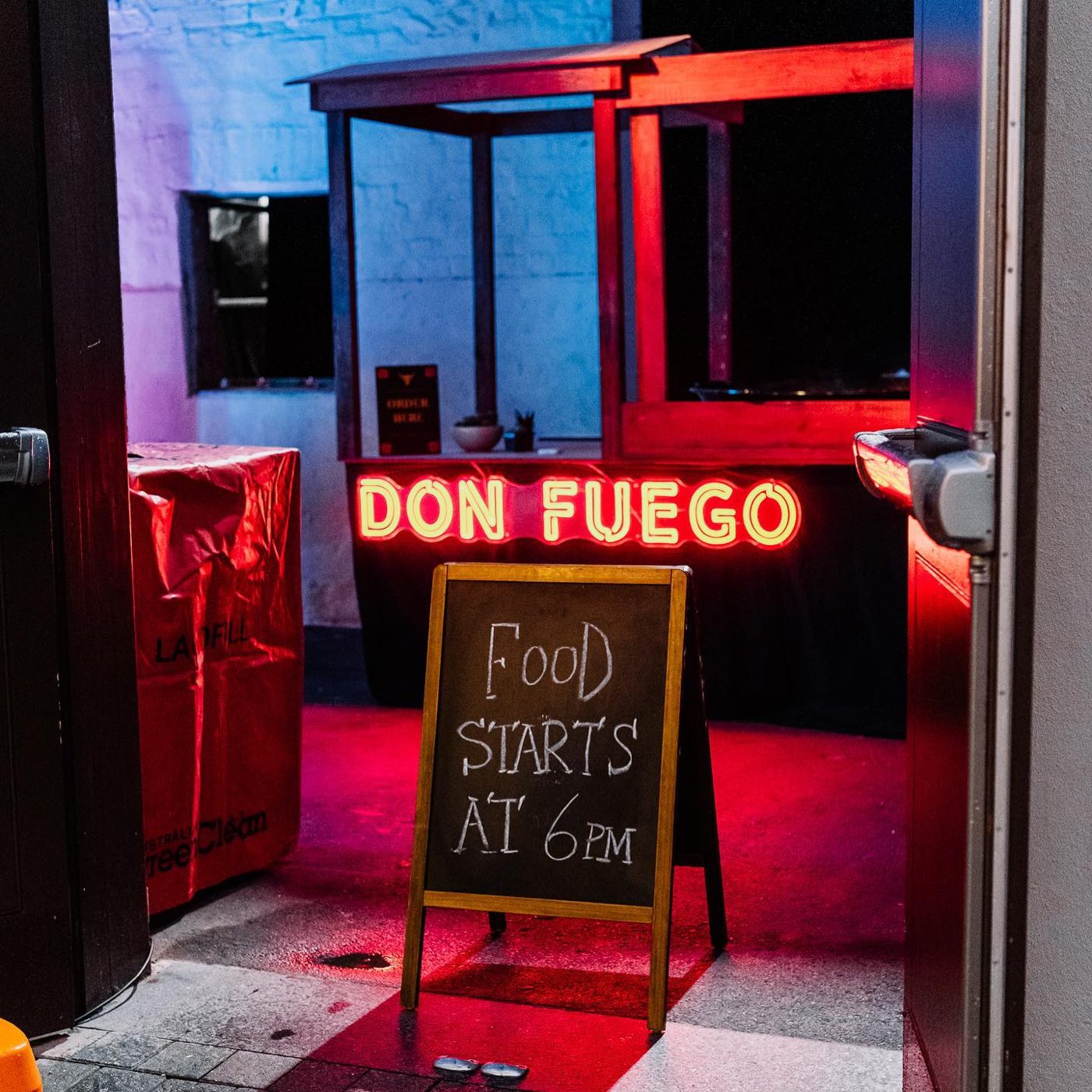 Don Fuego sign and event menu board
