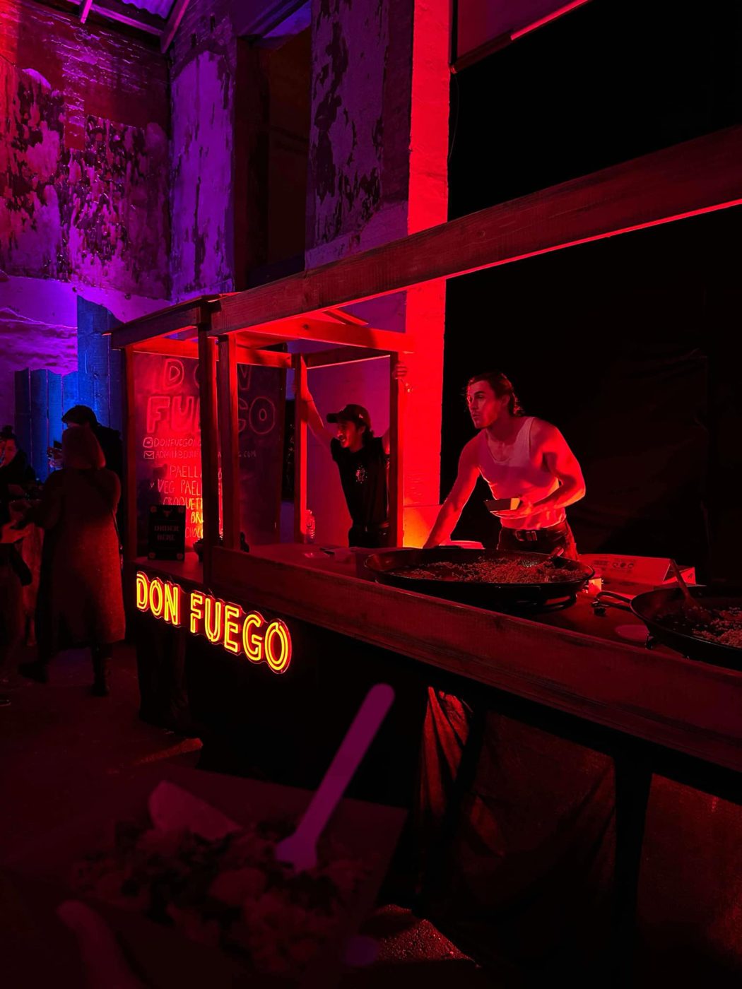 Don Fuego neon sign at a venue